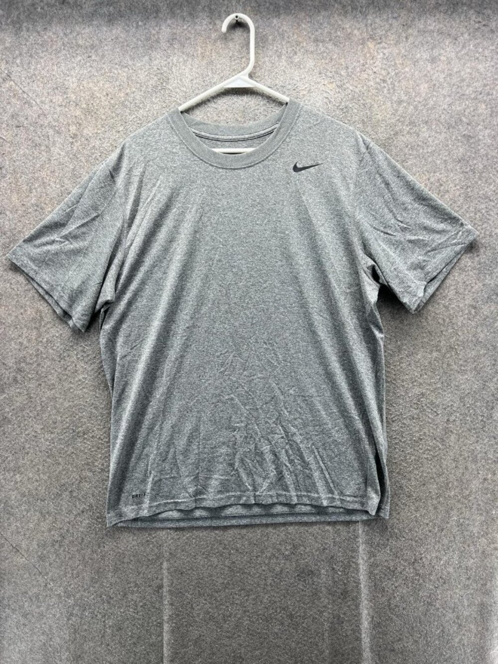 Nike Dri-FIT Shirt Mens Large Gray Short Sleeve Running Training Performance Top